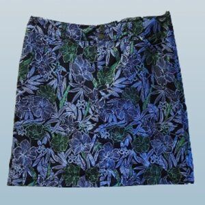 Croft & Barrow Blue/Green Floral Print Stretch Skort - 14
